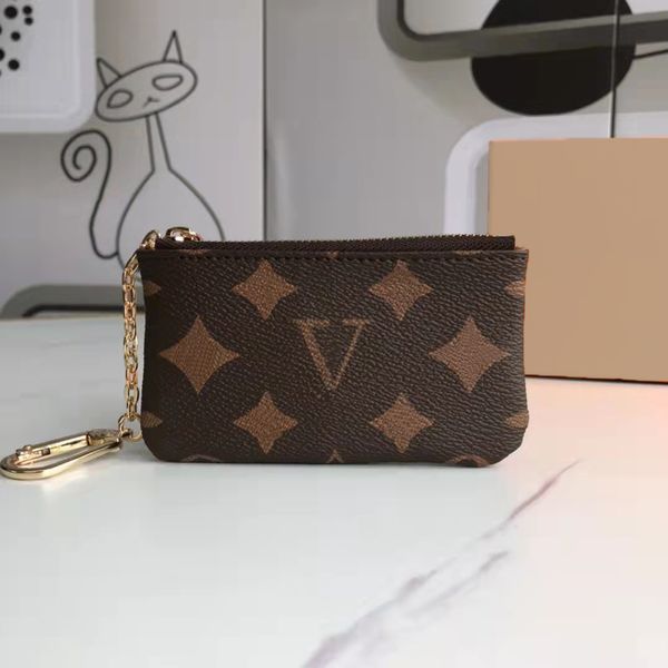 

2021 fashion flowers designer wallets luxurys mens womens leather bags classic letters key coin purse original box plaid card holder 62650, Red;black