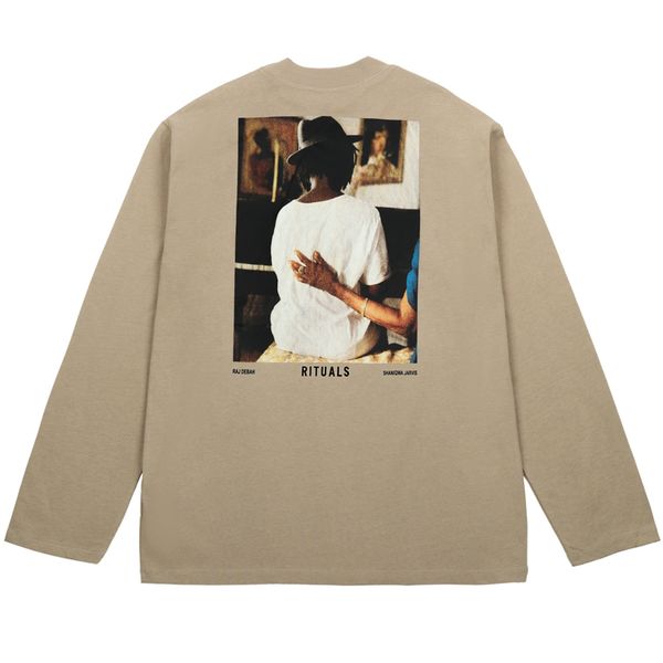 

20ss fg винтажный портрет печать с длинным рукавом crewneck tee толстовка мужская женщина высокая улица пуловер толстовки свитер открытый сп, Black