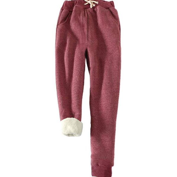 

women winter thick cotton pants drawstring high waist underpant stretch slim trouser pencil pant soild color leggings sweatpants, Black;white