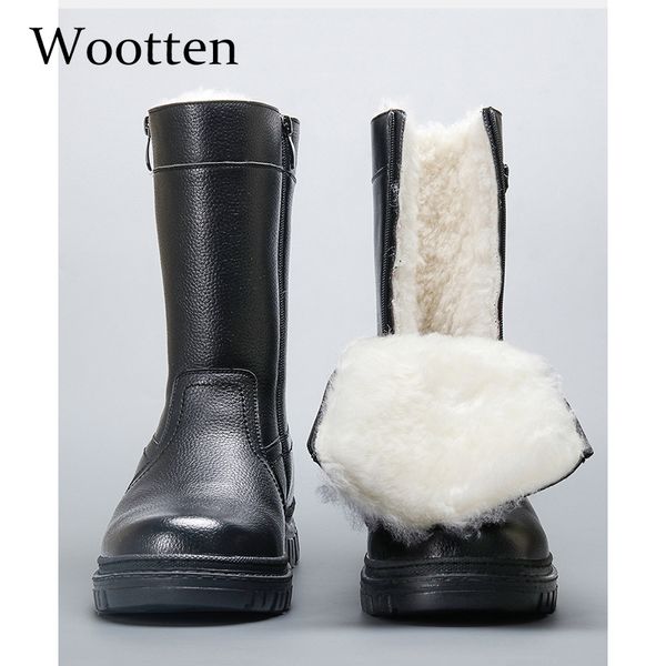 

40-45 марк мужчина зимней обуви натуральной шерсть снегоступы марочная мода высокого качества удобные сердечные мужчины зимние ботинки 20102, Black