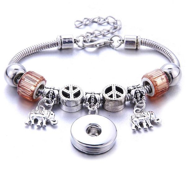 

boom life elephant snap jewelry adjustable snap button bracelet 18mm metal snap button charms beaded bracelet f bbyakg, Golden;silver