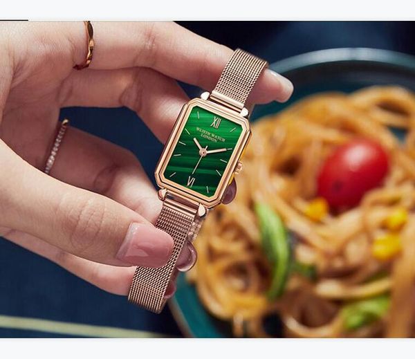 

wlisth ladies watch fashion waterproof casual quartz watch rectangular leather belt steel belt simple popular watch female, Slivery;brown