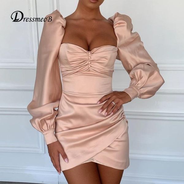 

dressmecb elegant strapless bodycon dress woman zipper party long sleeve autumn dress 2020 casual mini irregular vestidos, Black;gray