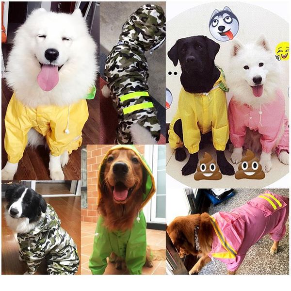 

pet large dog raincoat waterproof clothes for big dogs jumpsuit rain coat hooded overalls cloak labrador golden r bbykpw