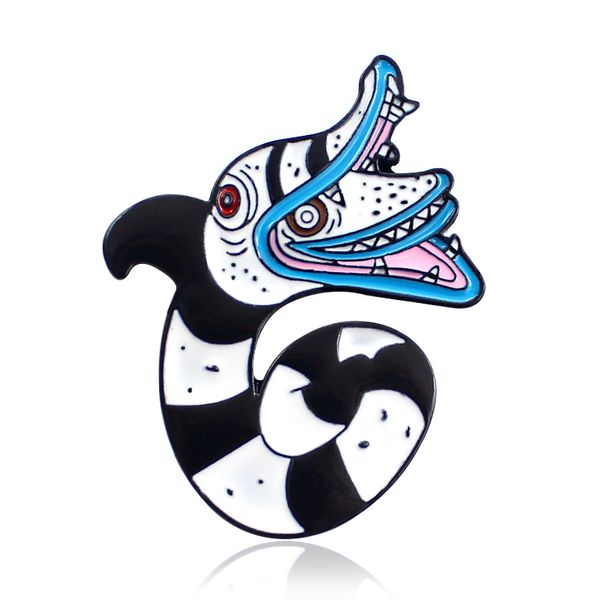 

beetlejuice snake enamel pins animal badge brooch lapel pin for denim jeans shirt bag horror fun movie jewelry gift for friend, Blue