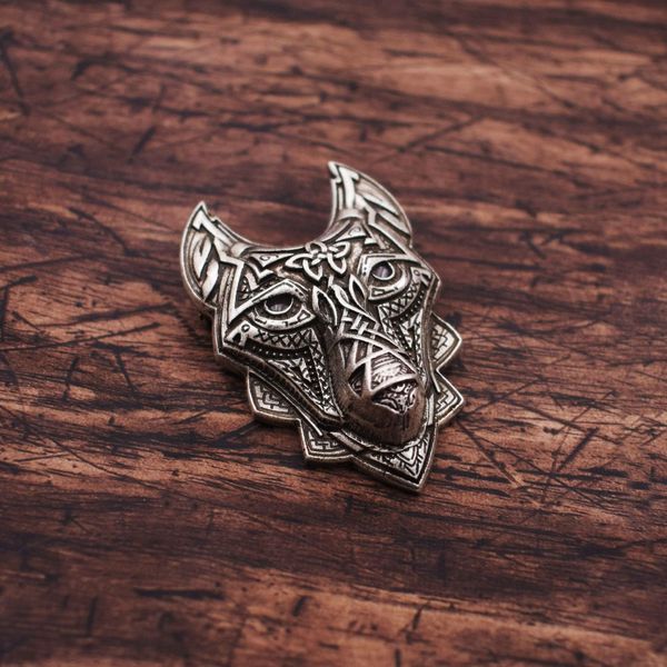 

pins, brooches 12pcs charming vintage men punk celtic wolf badge brooch lapel pin shirt suit collar jewelry gift for wear nice, Gray