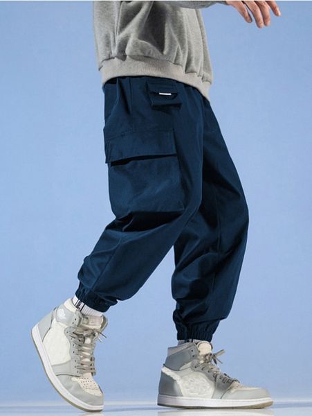 

men flap pocket cargo pants 70gl#, Black