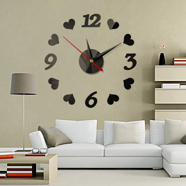 

new special offer 3d big acrylic mirror wall clock diy quartz watch still life clocks modern home decoration living room stickers