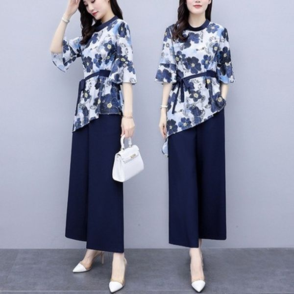 

большого размера женской одежда 2020 новые 200 кг жира мм летней одежды, покрывающие мясо широкой ноги штаны и показывая тонкий набор из дву, Gray