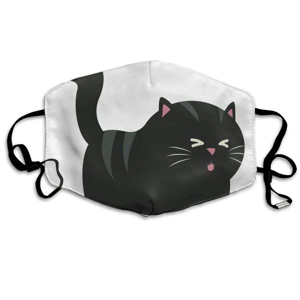 

black cat full body right view washeable reusable mouth mask cotton anti dust half face mouth mask for men women dustproof with adjustable e
