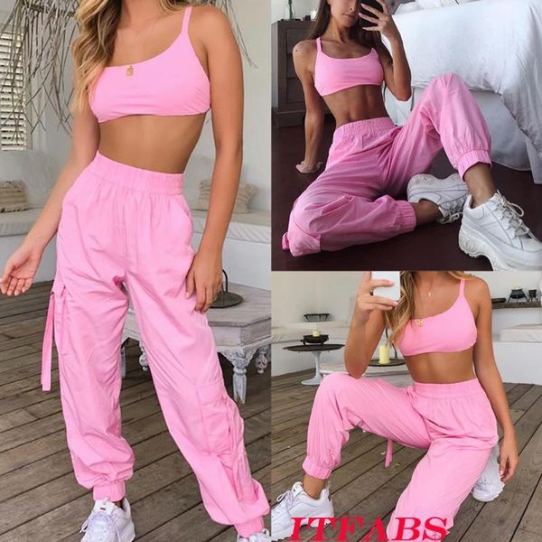 

running sets women's sports wear set gym suit sleeveless fitness crop + pants shorts leggings workout tracksuit1, Black;blue
