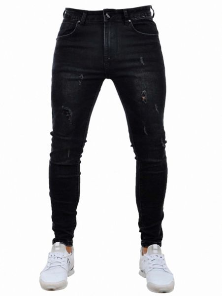 

romwe guys ripped jeans 290t#, Blue