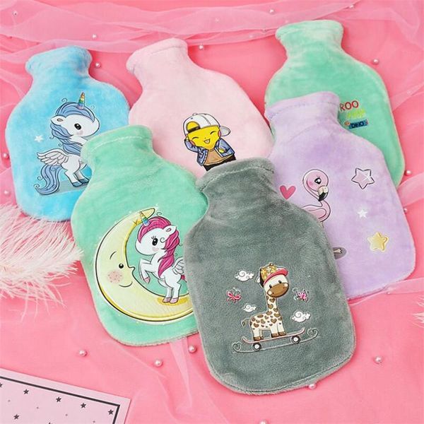 

350ml winter warm heat reusable hand warmer cute dinosaur pvc stress pain relief therapy water bottle bag soft cozy cover wmtlez