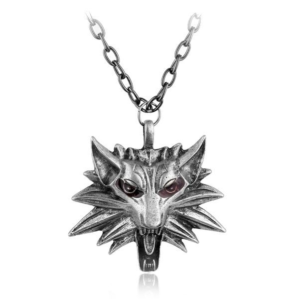 

wholesale classic wizard medallion pendants & necklaces the wild hunt game wolf head necklace fashion gifts accessories jewelry 201013, Silver