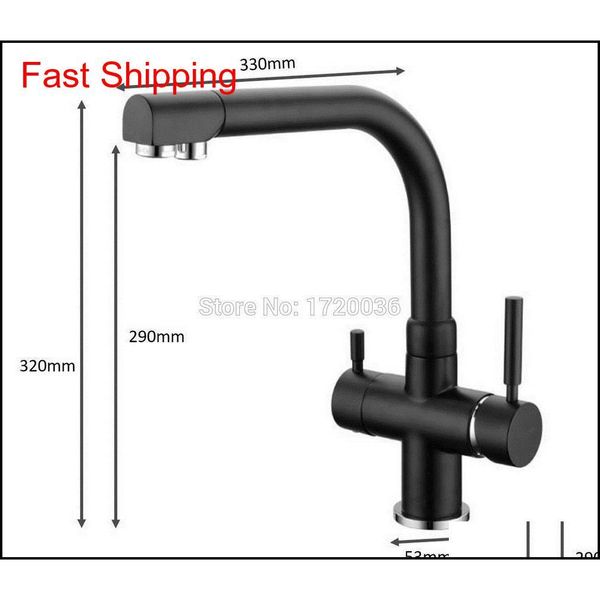 

wholesale- 2017 wholesale modern solid brass three ways alba black kitchen faucet osmosis tri flow sink mixer 3 way jlltpr yeah2010