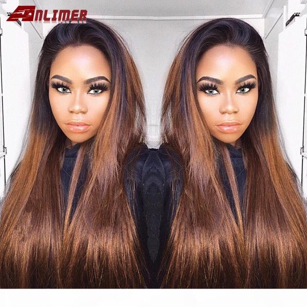 

deep part ombre brazilian dark brown straight glueless lace front human hair wigs for black women natural hairline