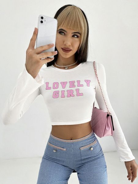 

letter graphic crop tee i93t#, White