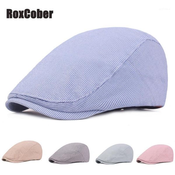 

sboy hats roxcober summer stripe berets cotton gatsby cap mens ivy hat driving flat cabbie fashion visors unisex1, Blue;gray