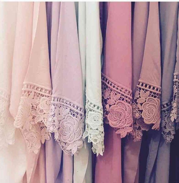 

women rayon cotton lace robe bride robe bridesmaid robes bridal wedding sleepwear bathrobe dressing gown white robes, Black;red