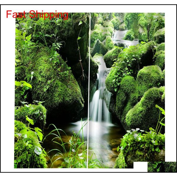 

green scenery waterfall 3d curtains window blackout luxury 3d curtains set for bed room living room b jlloei home003