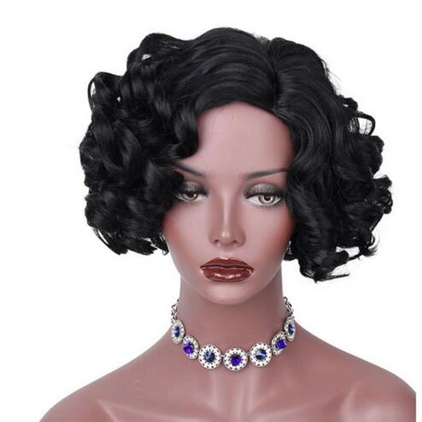

synthetic short curly black hair pixie cut wig for women heat resistant wigs