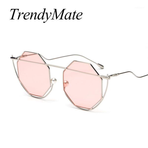 

sunglasses 2021 classic cat eye metal women brand designer retro vintage glasses rose gold 1062t1, White;black
