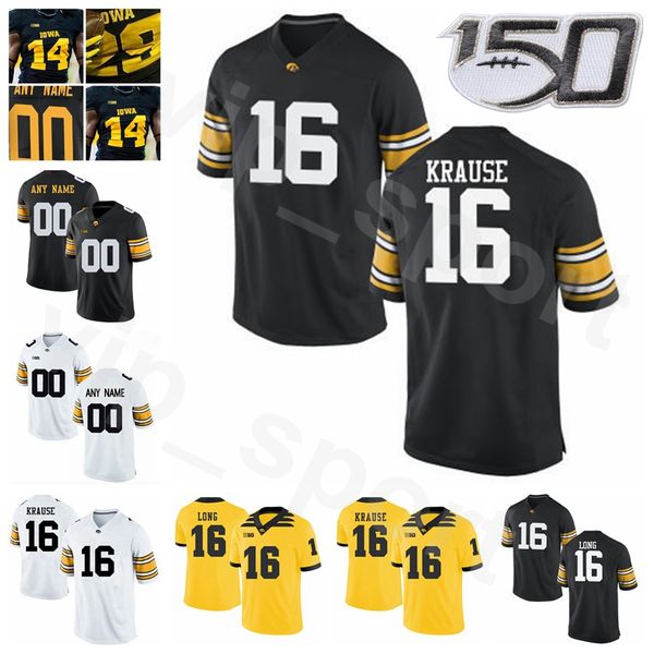 NCAA футбольный колледж IOWA HAWKEKES 33 BOB SANDERS JERSEY PAUL KRAUSE 16 CHUCK LONG 6 TIM DWIGHT 7 BRAD BUNKS BUNKS BLACK WHITE