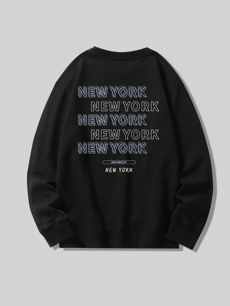 

men letter graphic pullover n1zz#, Black