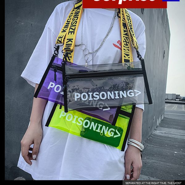 

women transparent bag pvc crossbody shoulder bag hip hop streetwear small phone bag transparent female handbags fashion 2019 c1026
