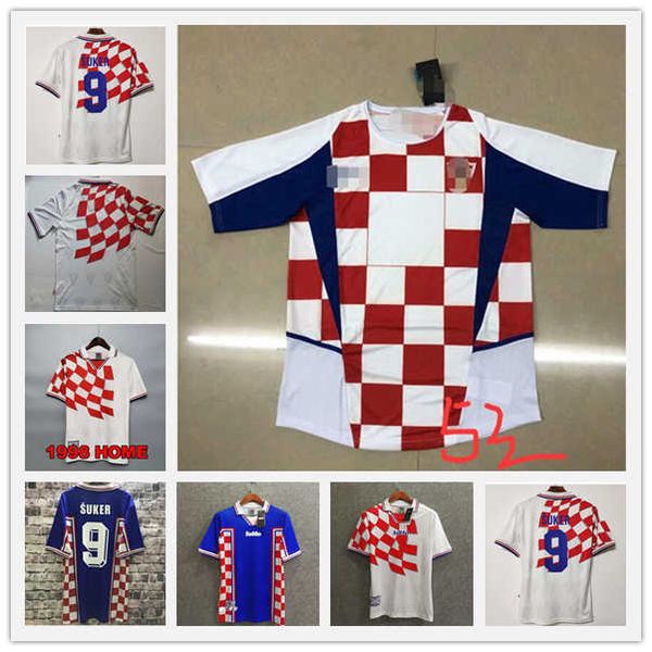 

1998 world cup retro home away 2002 perisic davor suker retro soccer jerseys mario zvonimir boban robert prosinecki modric football shirts, Black;yellow