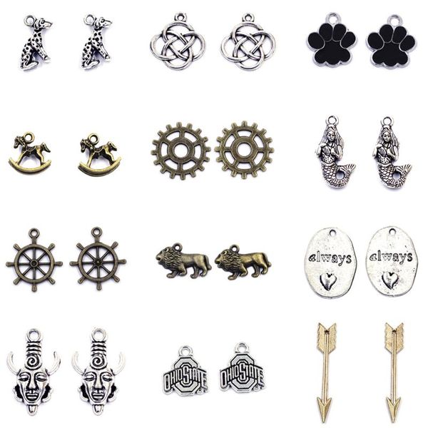 

charms pendants trojan horse lion arrow bear palm dog for bracelets zinc metal alloy jewelry diy findings, Bronze;silver