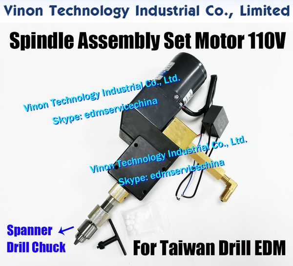 Testa rotante Taiwan con mandrino per trapano Sapanner 0-4mm Set per trapano EDM. Il gruppo mandrino include un motore da 110 V per Chmer, Zhenbang, Castec, Ridong