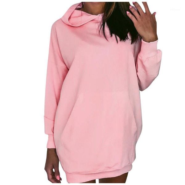 

fashion women casual solid hoodie blouse long sleeve pullover loose 1, Black