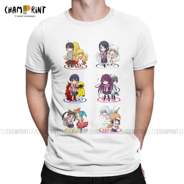 

men bakemonogatari pack vintage pure short sleeve japanese anime round neck clothing sport hooded sweatshirt hoodie men t shirt