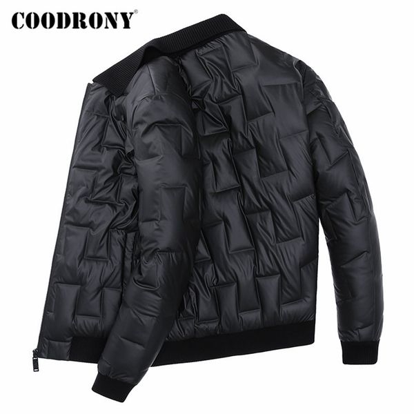 

coodrony brand duck down jacket men fashion striped casual coat men clothes autumn winter thick warm jackets pockets 98028 201204, Black