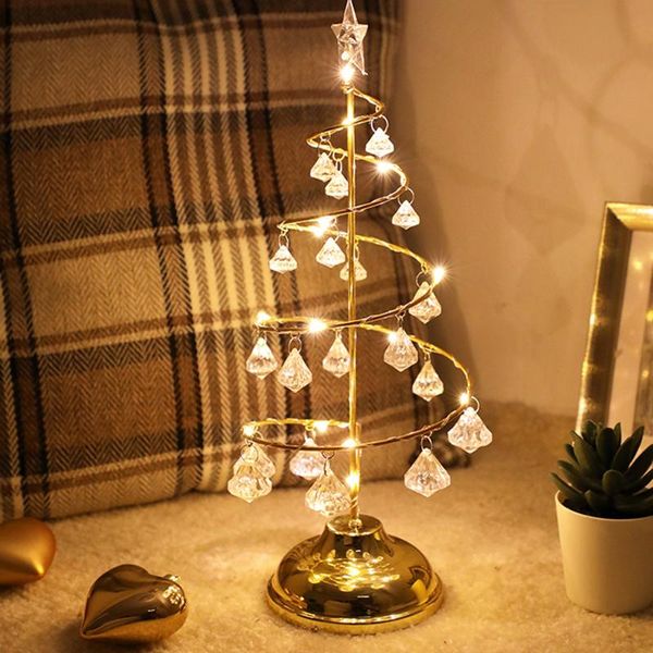 

christmas decorations gold/silver crystal tree lights copper wire night year gifts 2021christmas light for home natal