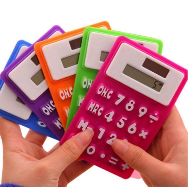 2021 multicolor solar calculadora de silicone folga enrolada calculadora portátil 200 pçs / lote frete grátis