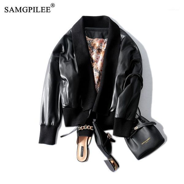 

coats women winter 2020 casual windbreaker woman plus size full sleeve turn-down collar pu autumn jackets for womens 3xl1, Black