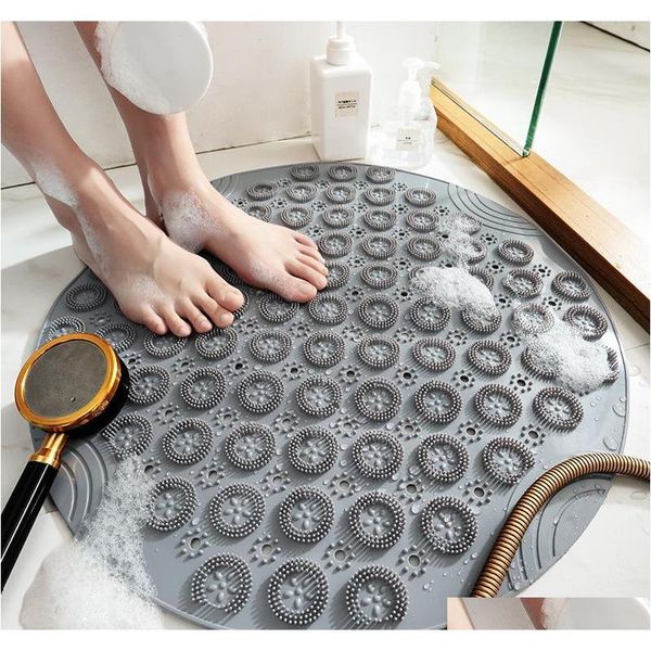 

bath mat - large eco-friendly pvc round non slip bathtub & shower mat-suction cup hydrophobic foot massage bathmats 55x55 qyldci wphome