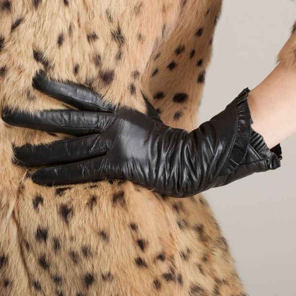 

ku-023 warm and fashionable women' sheepskin gloves, Blue;gray