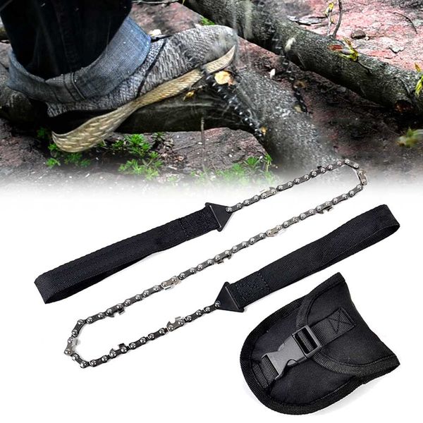 

65cm portable pocket handheld survival chain saw gardening hand chainsaw with nylon bag for outdoor camping hiking emergency kit