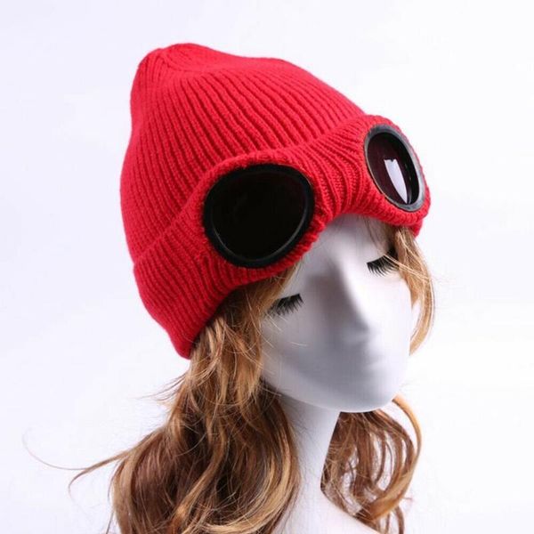 

hirigin knitted winter skullies ski cap double-use hat beanies with removable glasses women man skiing hats