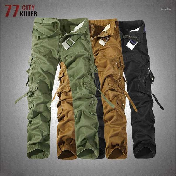 

multi-pocket tactical pants men style solid washed overalls male cotton loose trousers mens cargo pants1, Black
