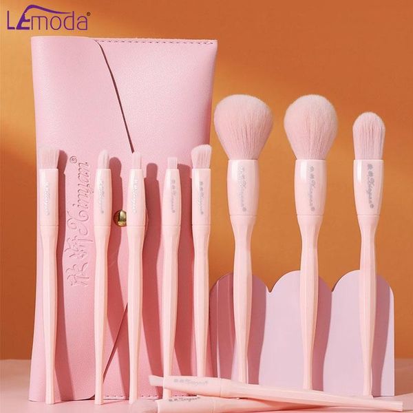 

lemoda 10pcs makeup brushes set purple pink eyebrow eyeshadow powder foundation brush cosmetics tools