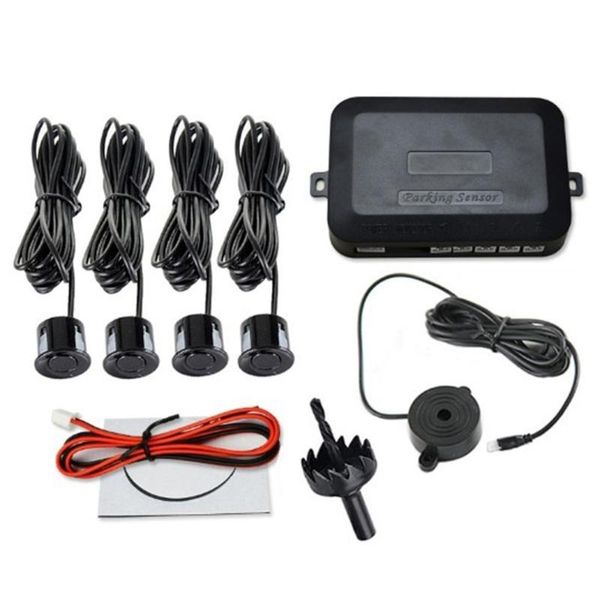 

12v car parking sensor kit reverse backup radar alert indicator probe system 4 probe beep sensor car detector
