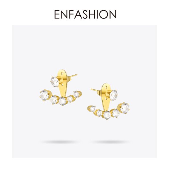

enfashion crystal earrings gold color zirconia stone stud earrings stainless steel earring for women jewelry wholesale e5208 t200225, Golden