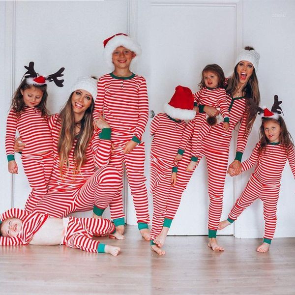 

red stripe christmas parent child outfit two piece pants set women tracksuit matching pajama sets home wear conjuntos de mujer1, Gray