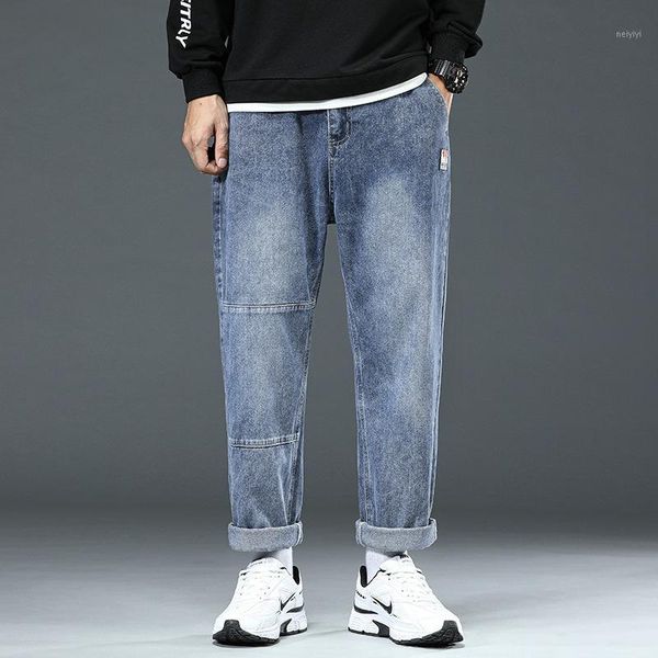 

men's jeans plus size 42 44 46 48 men's 2021 cotton brand denim trousers men loose fashion1, Blue