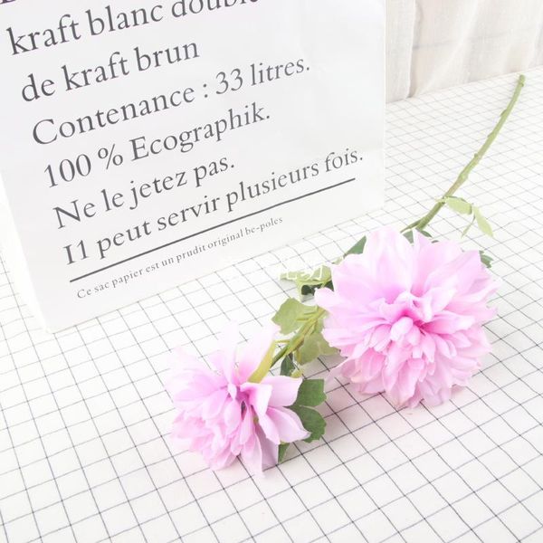 

2 heads simulation dahlia flower branch for wedding home window decoration artificial silk bouquet display silk dahlia flower1