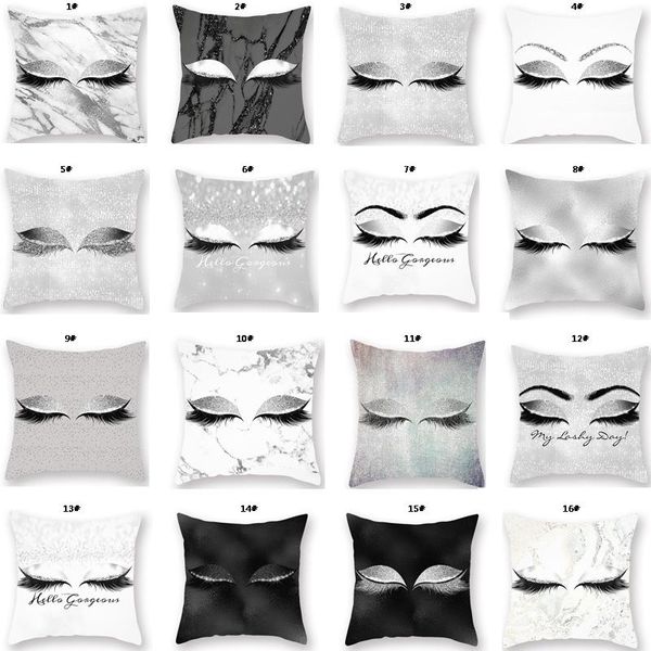 

40styles eyelash pillowcase fashion eyes car pillow cover 18x18 pillow case l peach skin sofa cushion cover home decoration vt0598